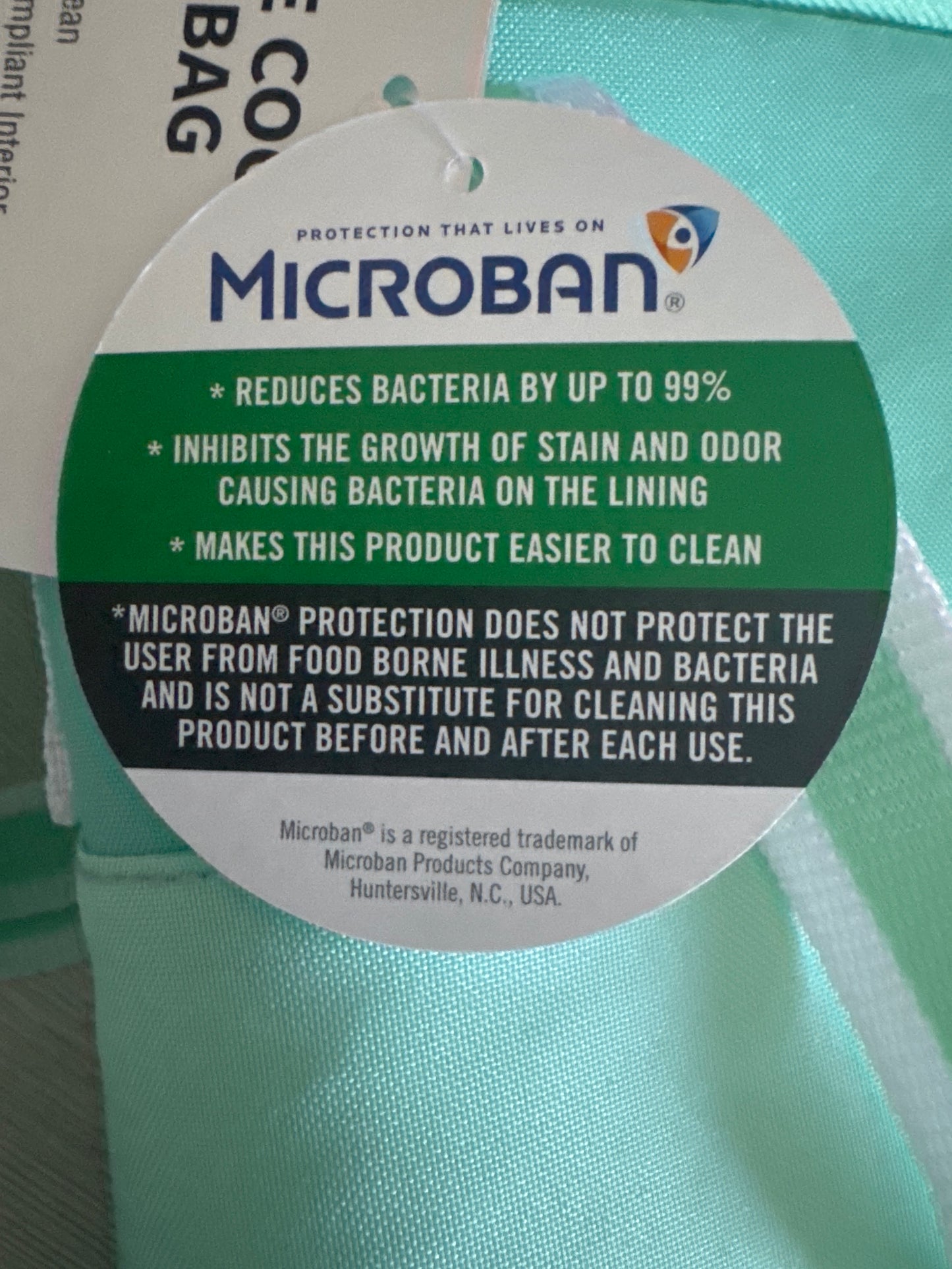 Microban Wine Cooler Bag in mint green with insulated lining and drawstring closure