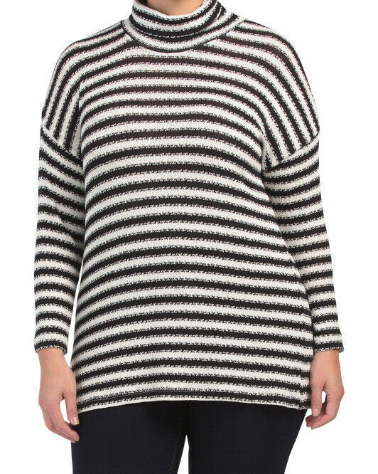 IDG Plus Striped Super Soft Cowl Neck Top 1X