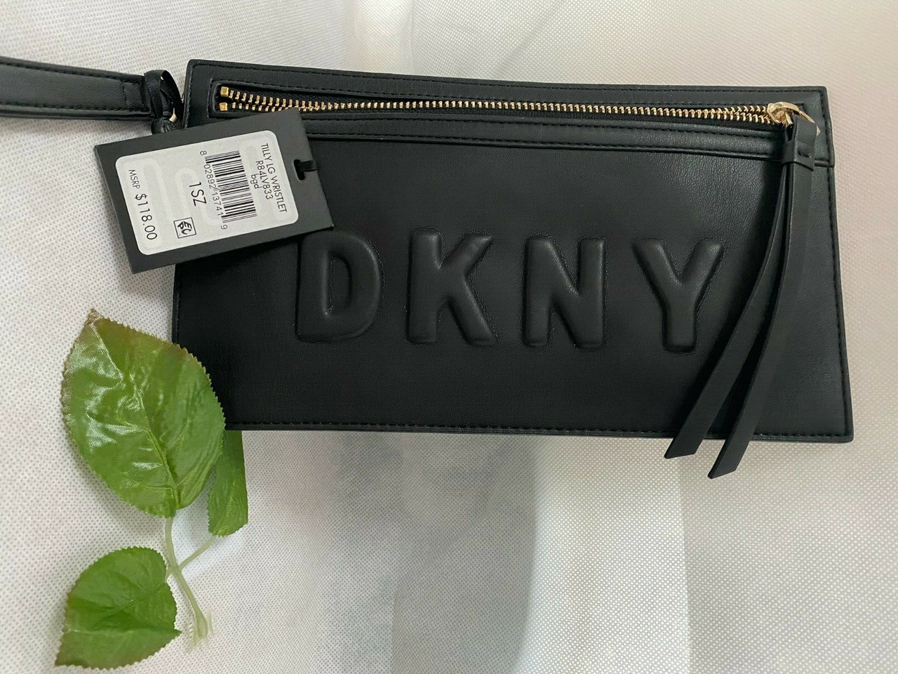 DKNY Tilly Logo LG Wristlet Black Wallet