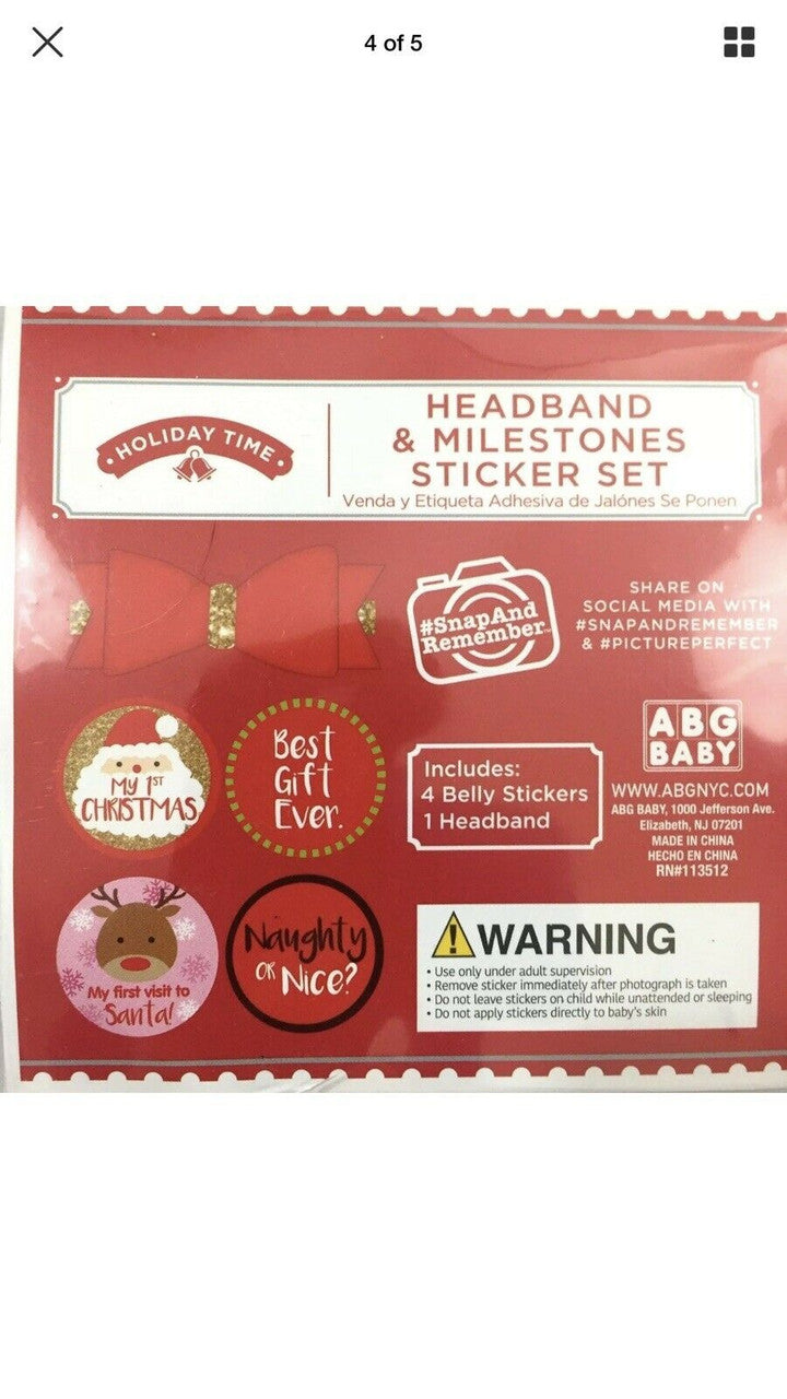 3 Pcs Christmas Milestone Headband and Milestone Sticker Set My First Christmas