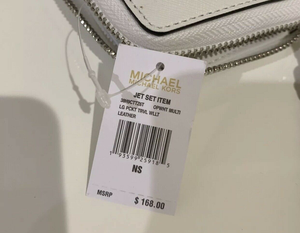 MICHAEL KORS JET SET White Black Wallet Travel Leather Authentic