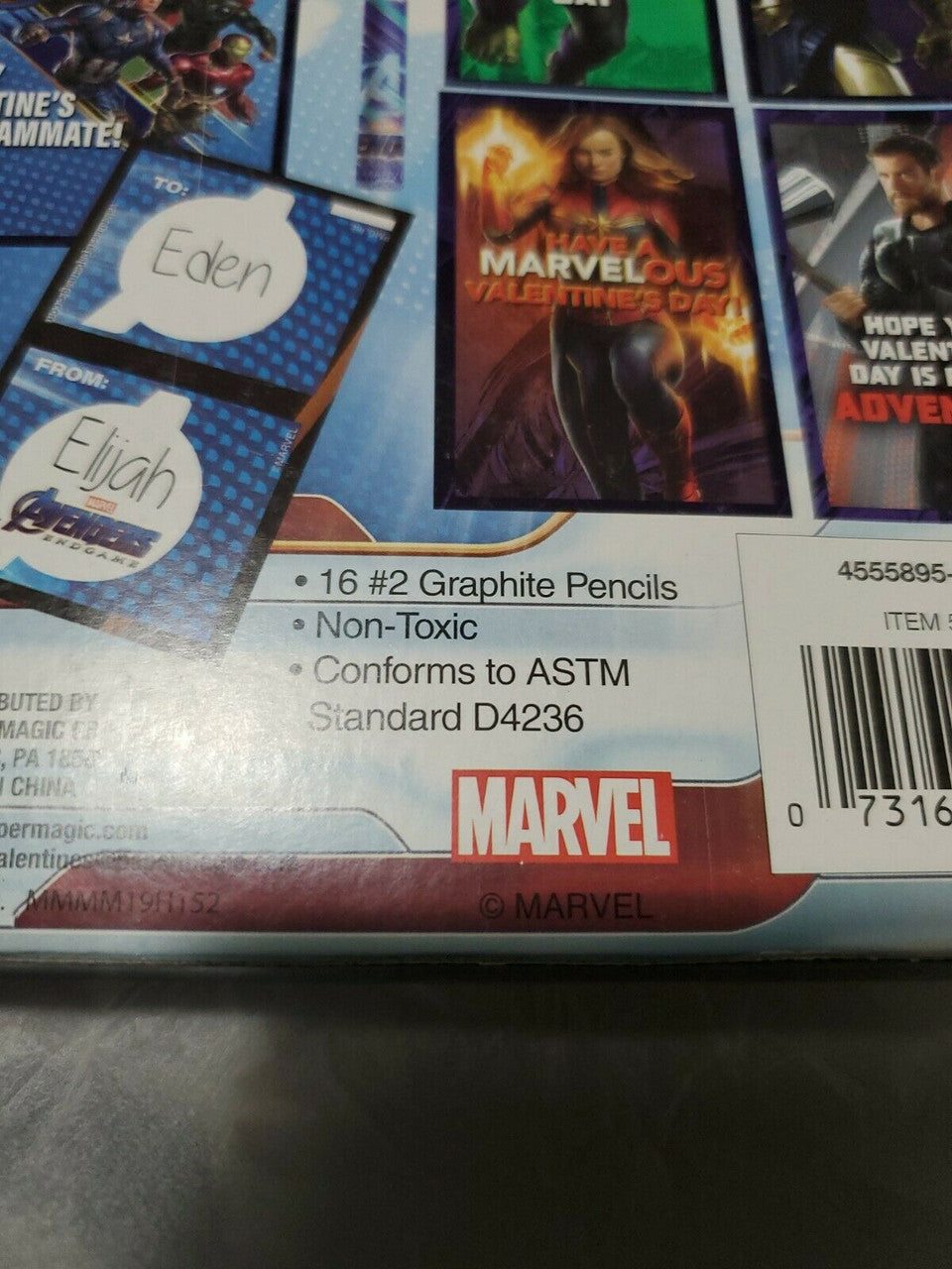 Marvel AVENGERS Endgame 16 Valentines with 16 Pencils