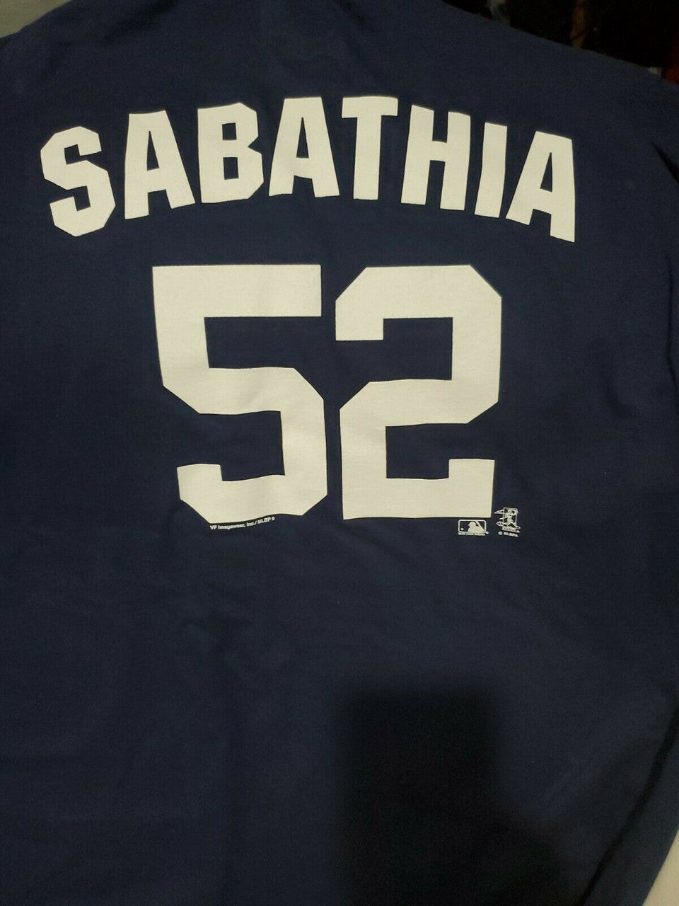 New York Yankees MLB Majestic T-Shirt Blue Size XL Sabathia #52 NY Baseball