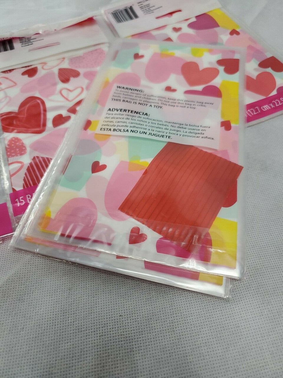 Valentine's Day Treat bags with Ties Multi-Colored Hearts Shapes lot of 10 packs