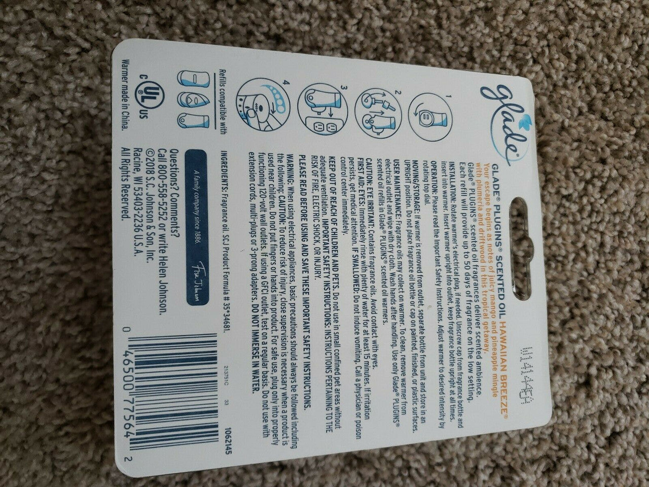 Glade PlugIns Hawaiian Breeze 1 Warmer And 2 Refills