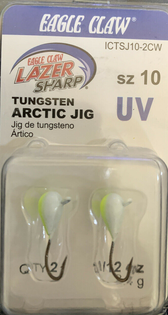 Eagle Claw Lazer Sharp Tubgsten Arctic Jig Sz 10 UV 1/12oz / 2.4g ICTSJ10-2CW