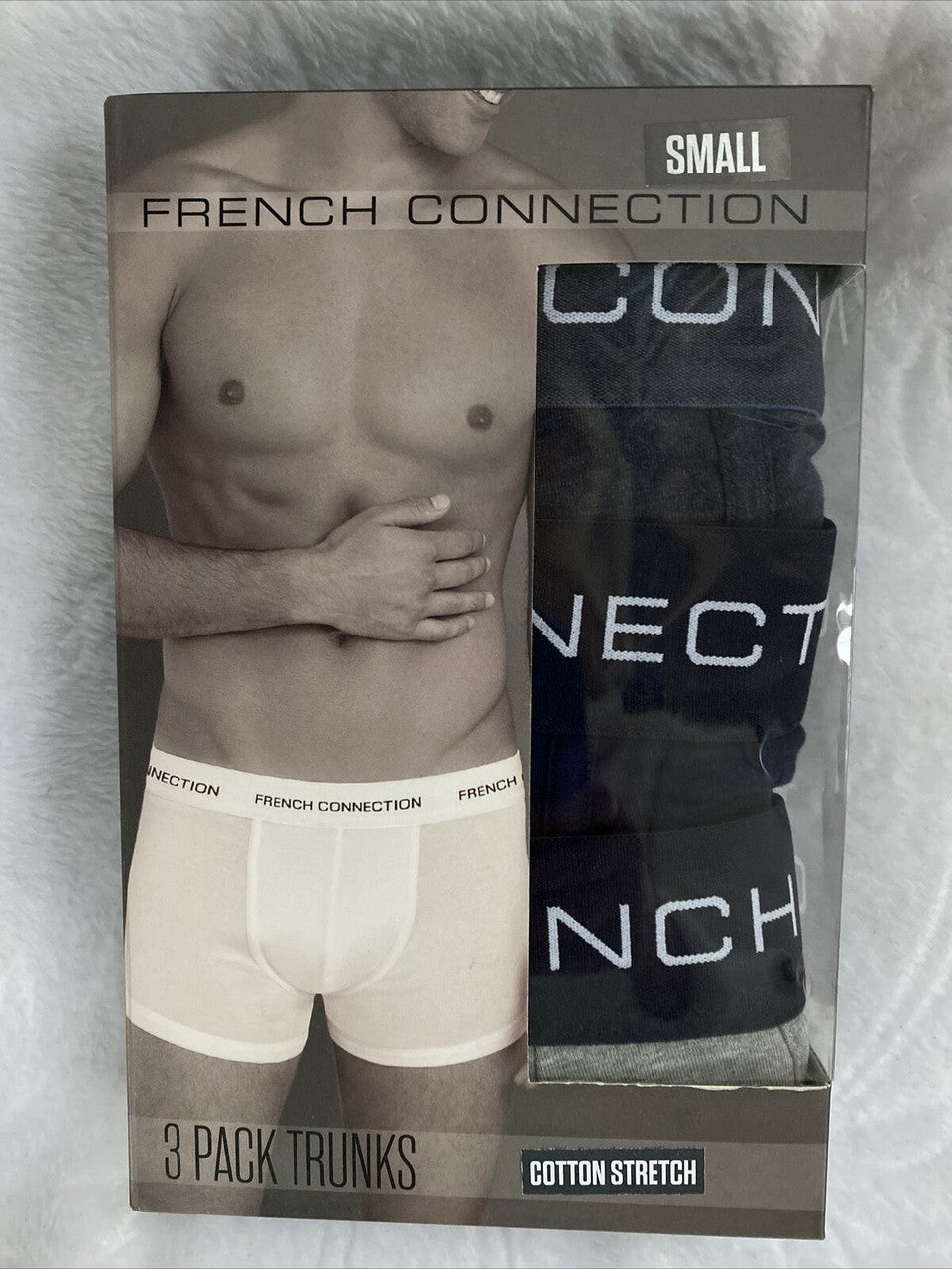 French Connection 3 Pk Trunks S Gray Blue Cotton Stretch Breathable