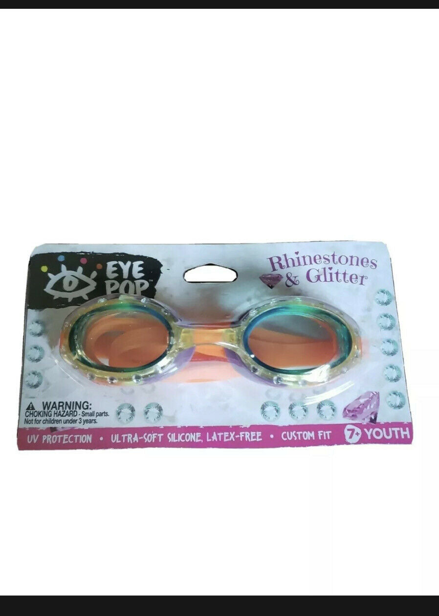 Eye Pop Goggles Rhinestones and Glitter Orange/purple Swim gogles Youth.