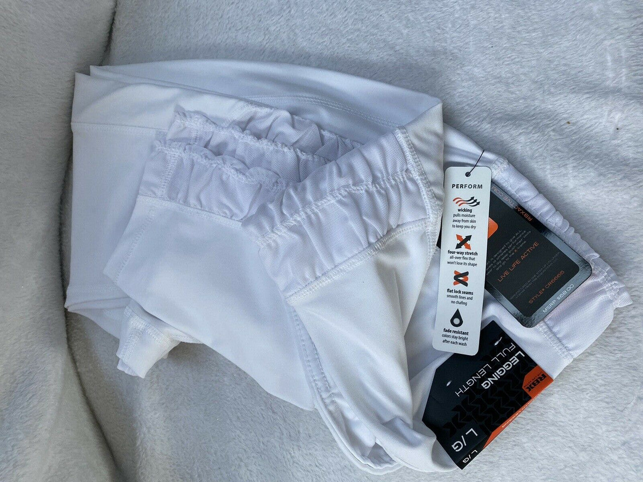 rbx high waist shirred mesh side legging Size L white full length