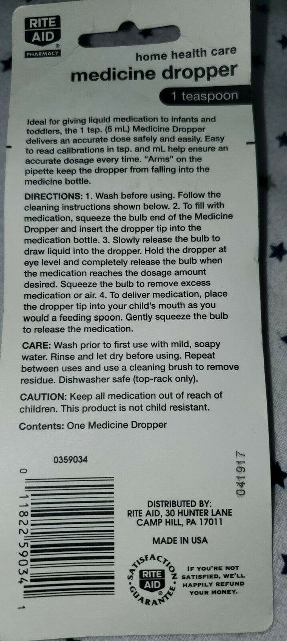 Rite Aid 5 ml. Medicine Dropper