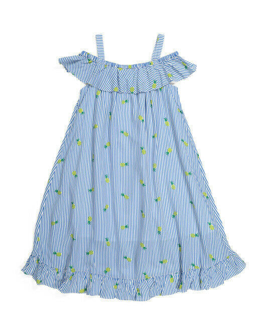 TOMMY BAHAMA Girls Pineapple Hi-lo Cold Shoulder Dress Size 8