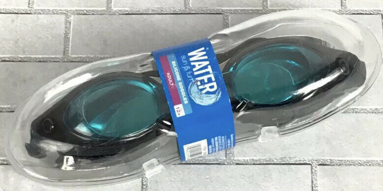 Swim Goggle ADULT Silicone Eye Polycarbonate Blue - Green Lens UV Protect