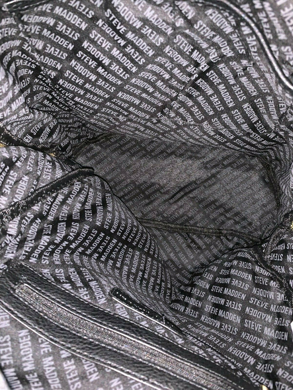 Steve Madden BPREP gold quilted backpack with matching phone holder and black straps