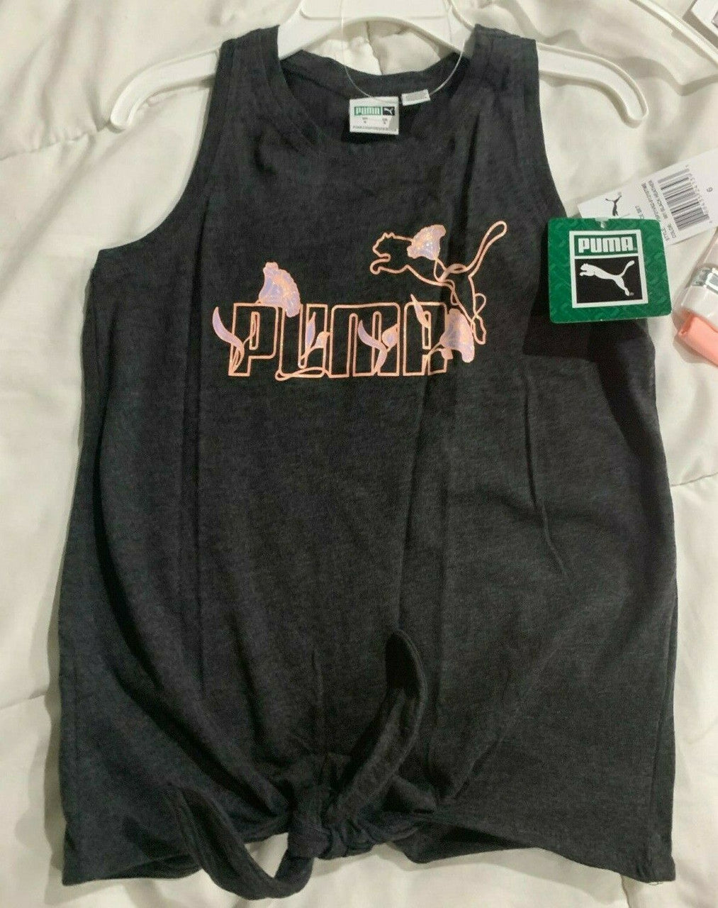 PUMA Little Girls 2pc Tank And Bike Short Set Size 6 pink black