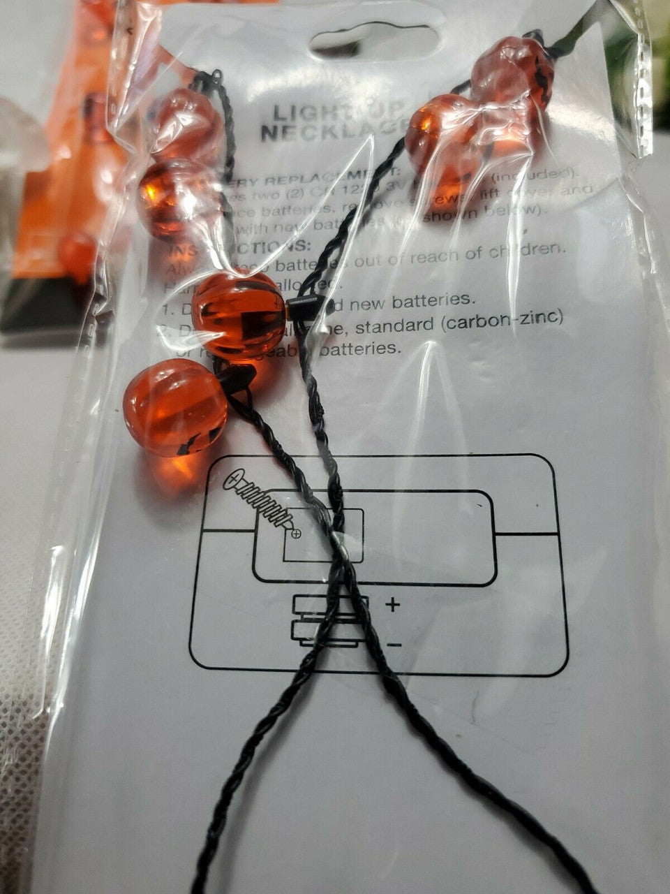 Happy Halloween Light-Up Jack-o'-Lantern Necklace 33 in Pumpkin Spooky Lot Of 2