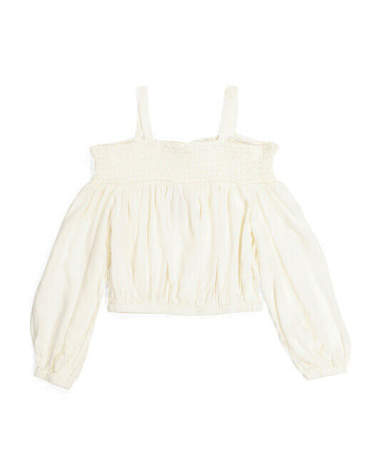 BEBE Big Girls Cold Shoulder Gauze Top white Size L (10-12)