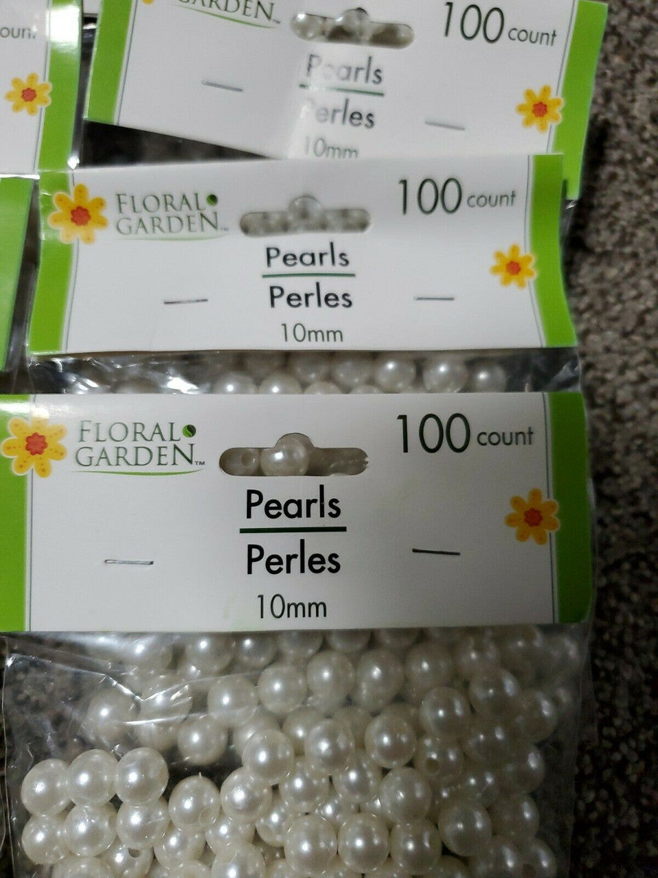 Floral Garden White Pearls 10mm Round Craft Beads 100 Count