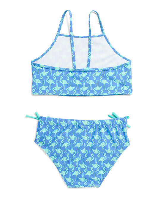 SOL SWIM Little Girls 2pc Flamingo Swimsuit Size 5 Blue