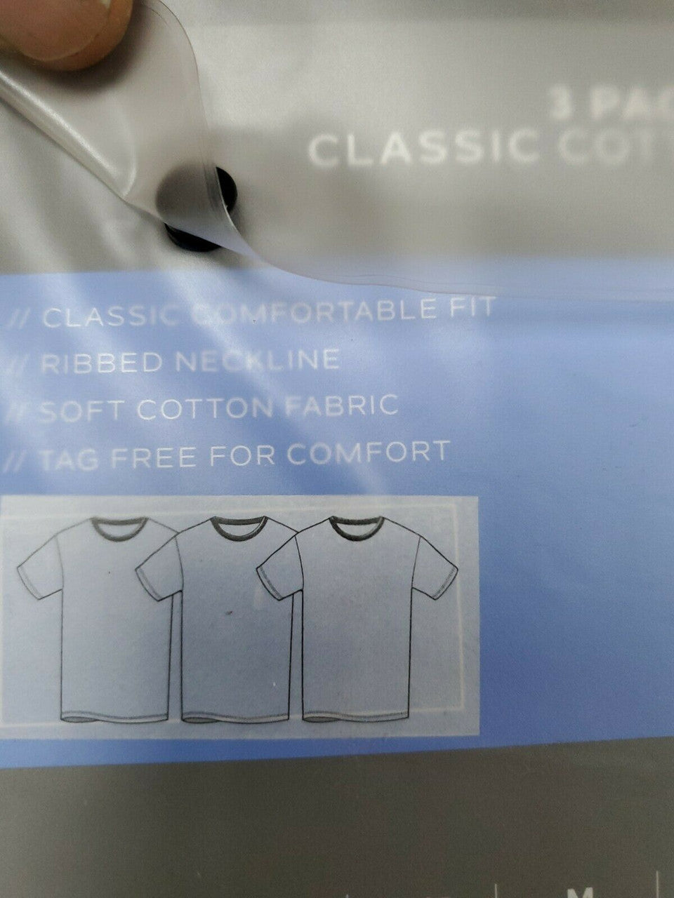 Van Heusen Classic Cotton Men's Ribbed Neck Tees White Size Medium 3 Pack