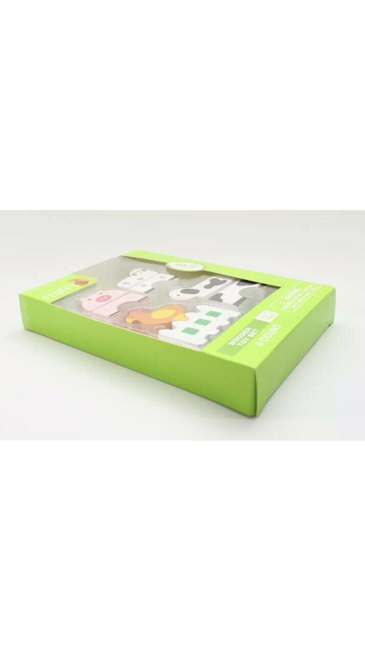 Happy Go Fluffy Wooden Toy Set 8 Blocks