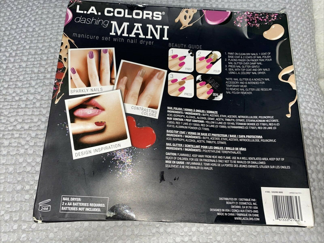 L.A. Colors Manicure Set With Nail Dryer, Rockstar Glitter Nail Polish + perfume