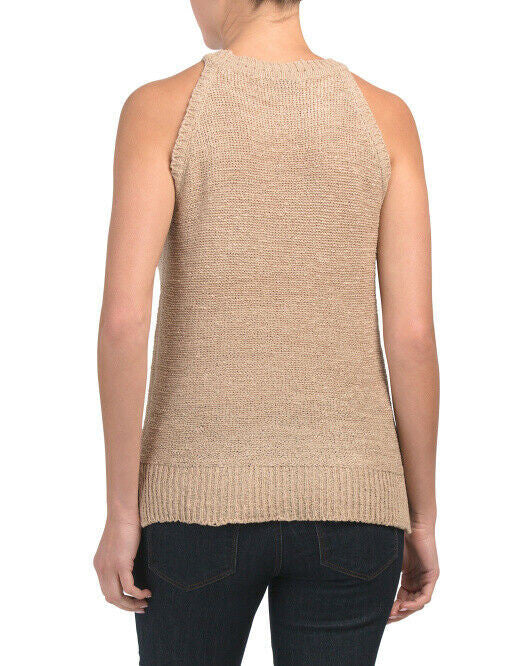 CABLE & GAUGE Tape Yarn Halter Tank White