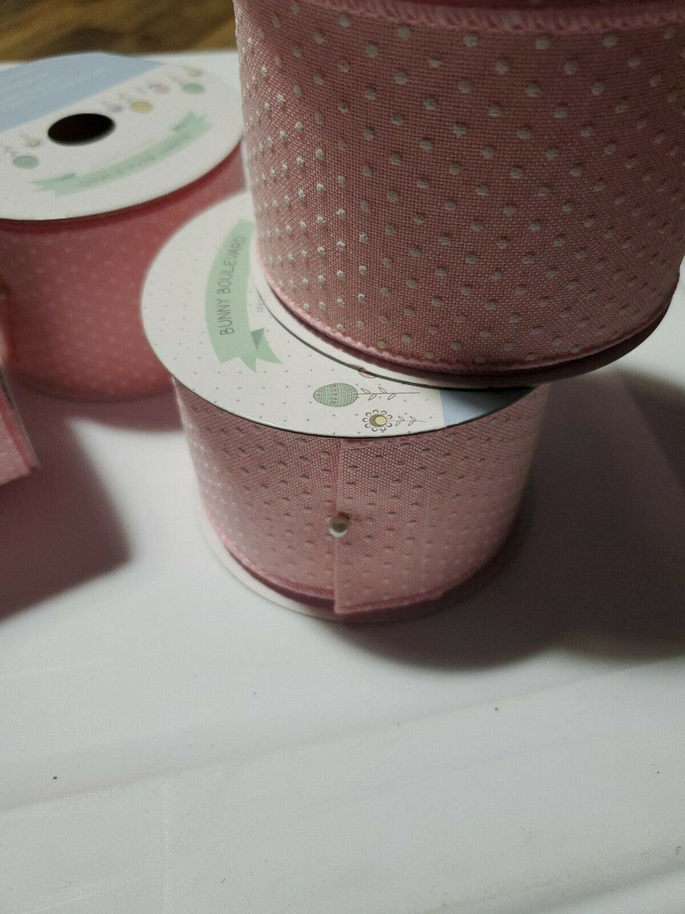 Bunny Boulevard Spring Collection Wire Ribbon Pink lot of 5 2.5" X 10yards