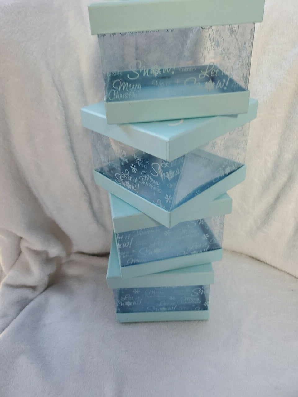 Let it Snow Box Christmas Gift Winter Holiday Blue New Year lot of 4