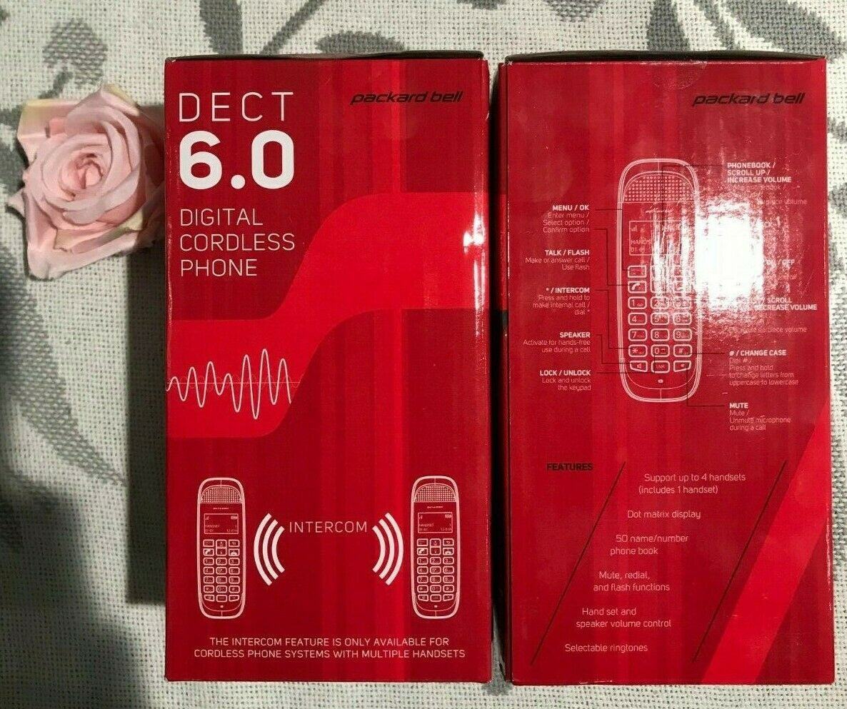 2 Packard Bell DECT6.0 Cordless Phones Hands Free w/ Intercom System