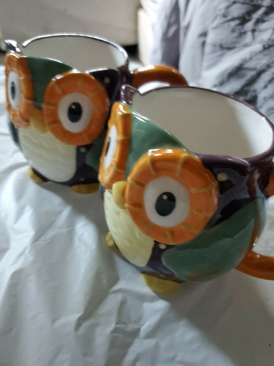 Ceramic Owl Mugs Set of 2 Coffee 3D Cups 16Oz