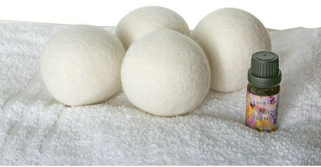 Laura Ashley 4 Pack Wool Dryer Balls and Lavender Essential Oil Kit