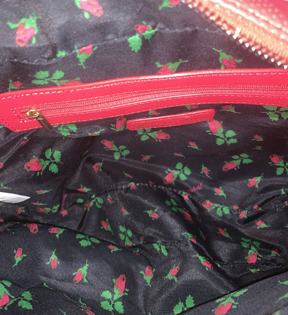 Betsey Johnson Cosmetic Wristlet Red W/ Embossed Heart Design