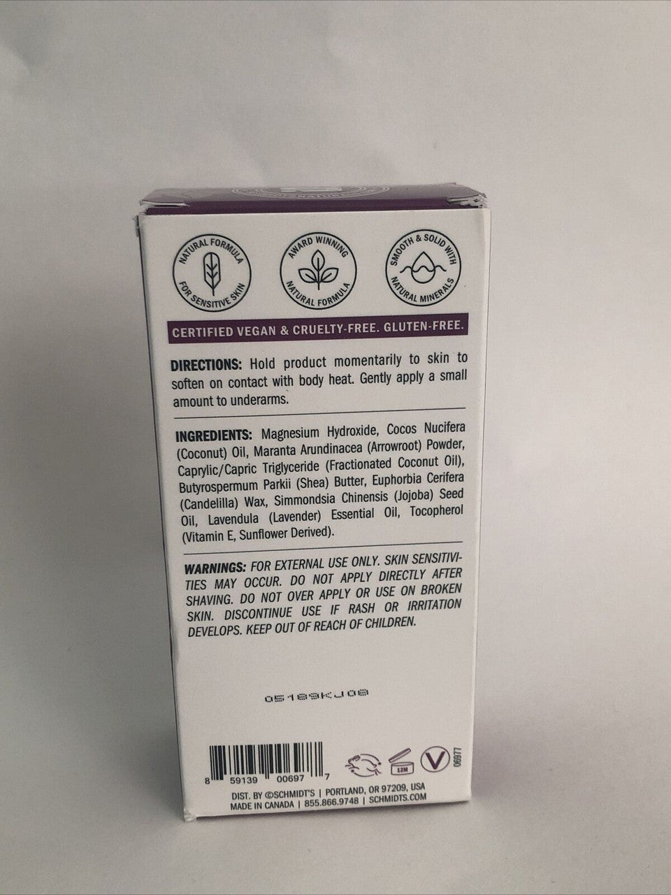 Schmidt's LAVENDER TIPS Sensitive Skin Formula Natural Deodorant 2.65 oz