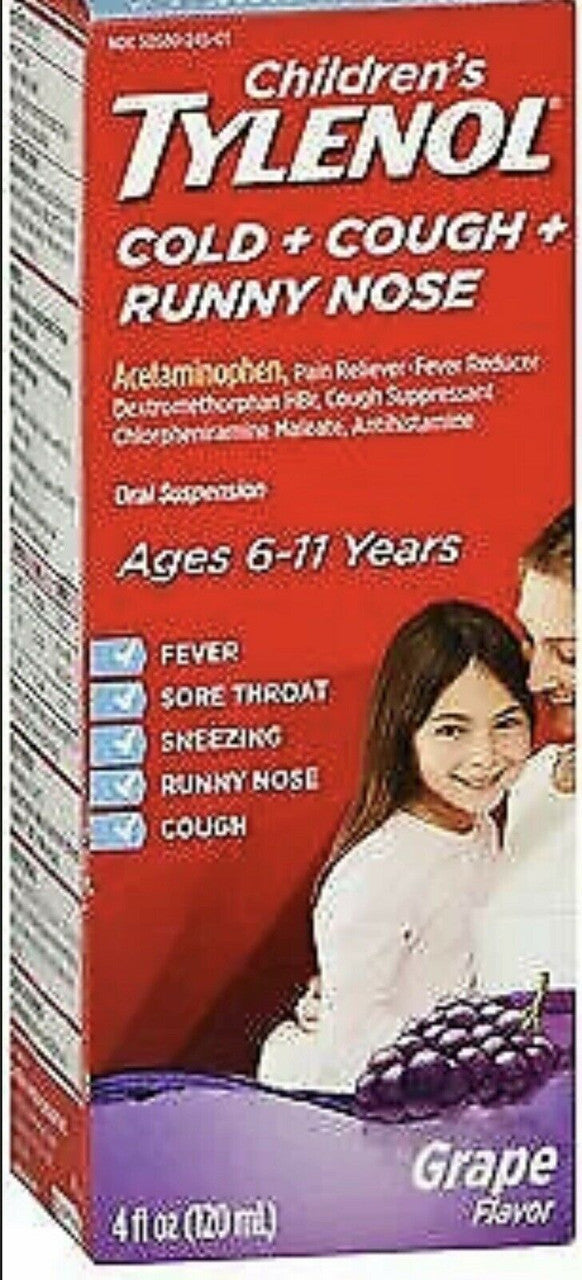 Tylenol Children's Cold + Cough + Runny Nose Oral Suspension Grape 4 oz