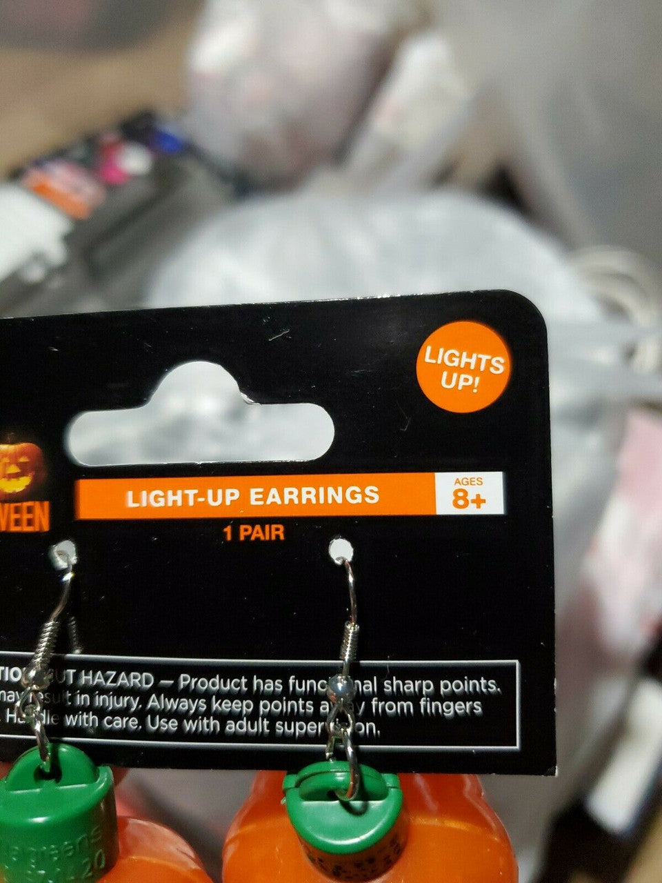 Happy Halloween Light-Up Pumpkin Earrings Set 4 Pairs