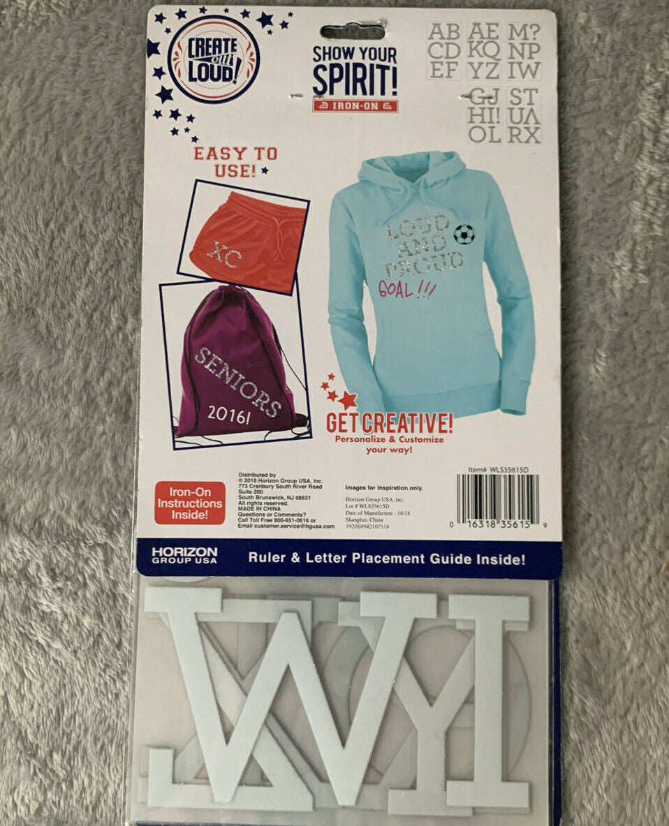 Show Your Spirit 5 Sheets 31 Pcs Iron On Letters A-Z Silver 3”