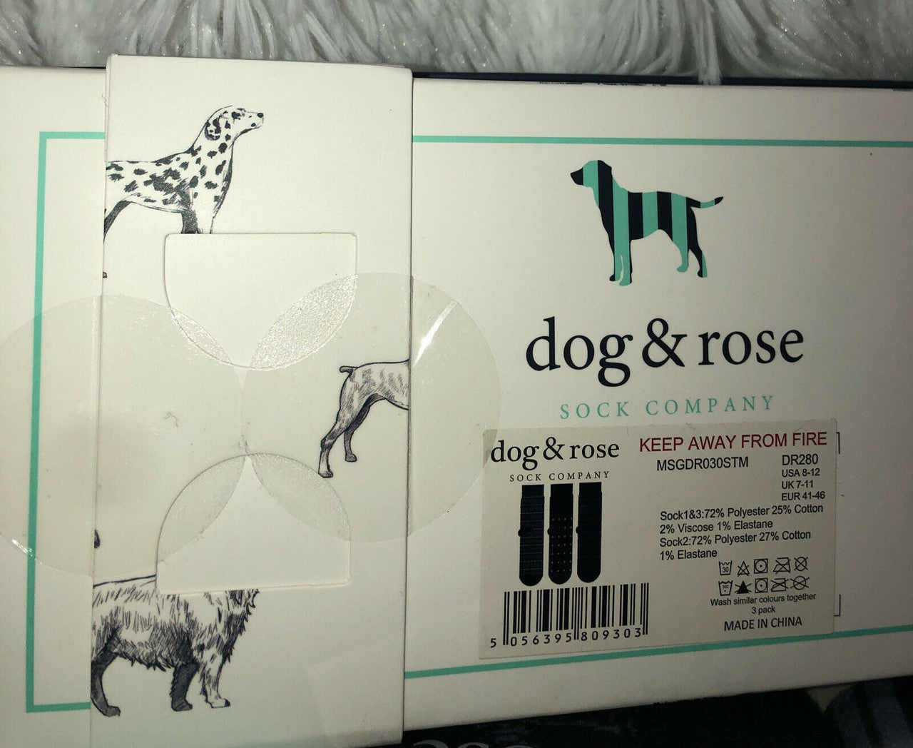 Dog & Rose mens 3 pack crew socks dog prints shoe 8-12 Socks
