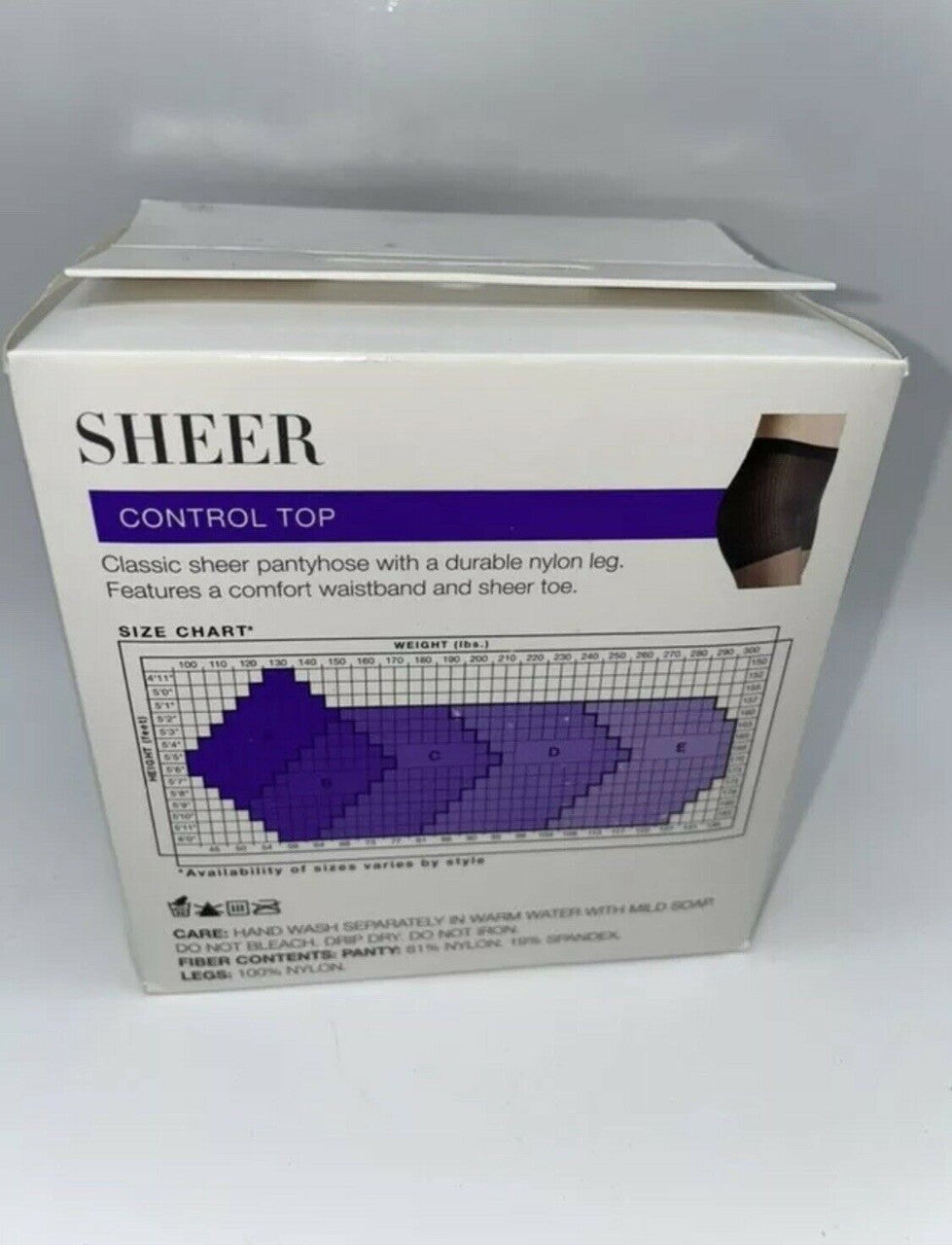 West Loop Sheer Control Top/Sheer Toe Pantyhose Off Black Size B 3 Pack
