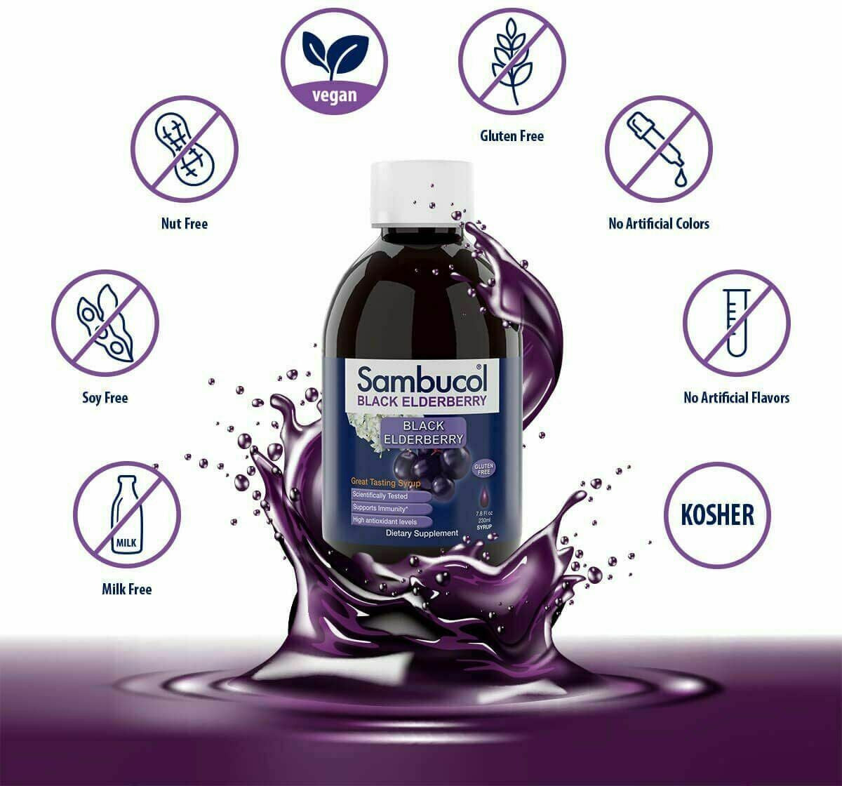 Sambucol Black Elderberry Syrup Original Formula, 7.8 Ounce Bottle 5/2023