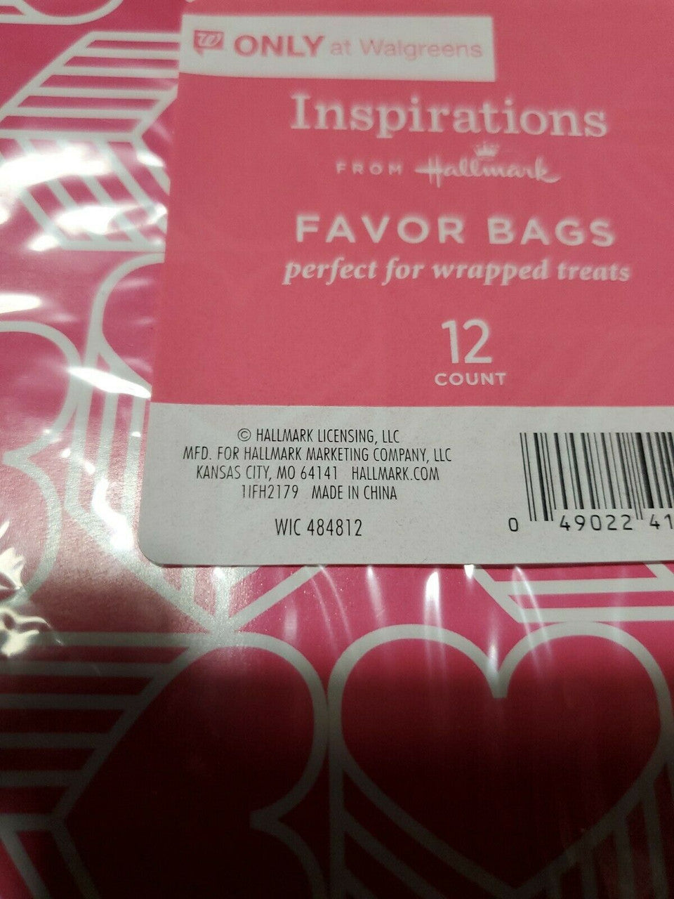 Inspirations by Hallmark 12 Valentines Favor Bags Heart XOXO