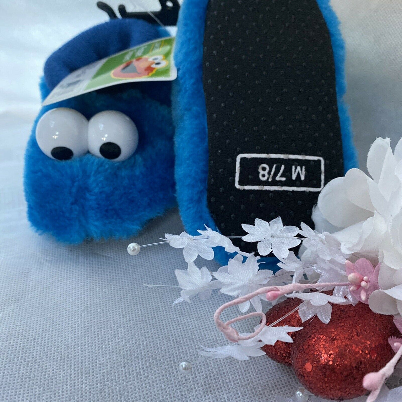 Cookie Monster Toddler Uni-Sex Puppet Slippers Size M (7-8)
