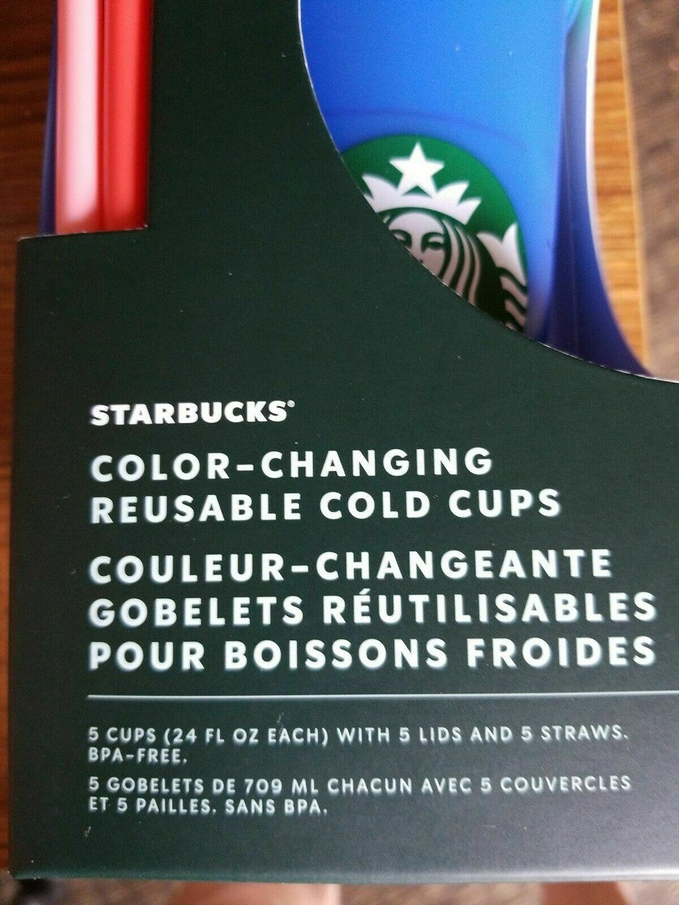 5 pc Starbucks 2020 Summer Color Changing Reusable Cold 24oz Cups Tumbler Straws