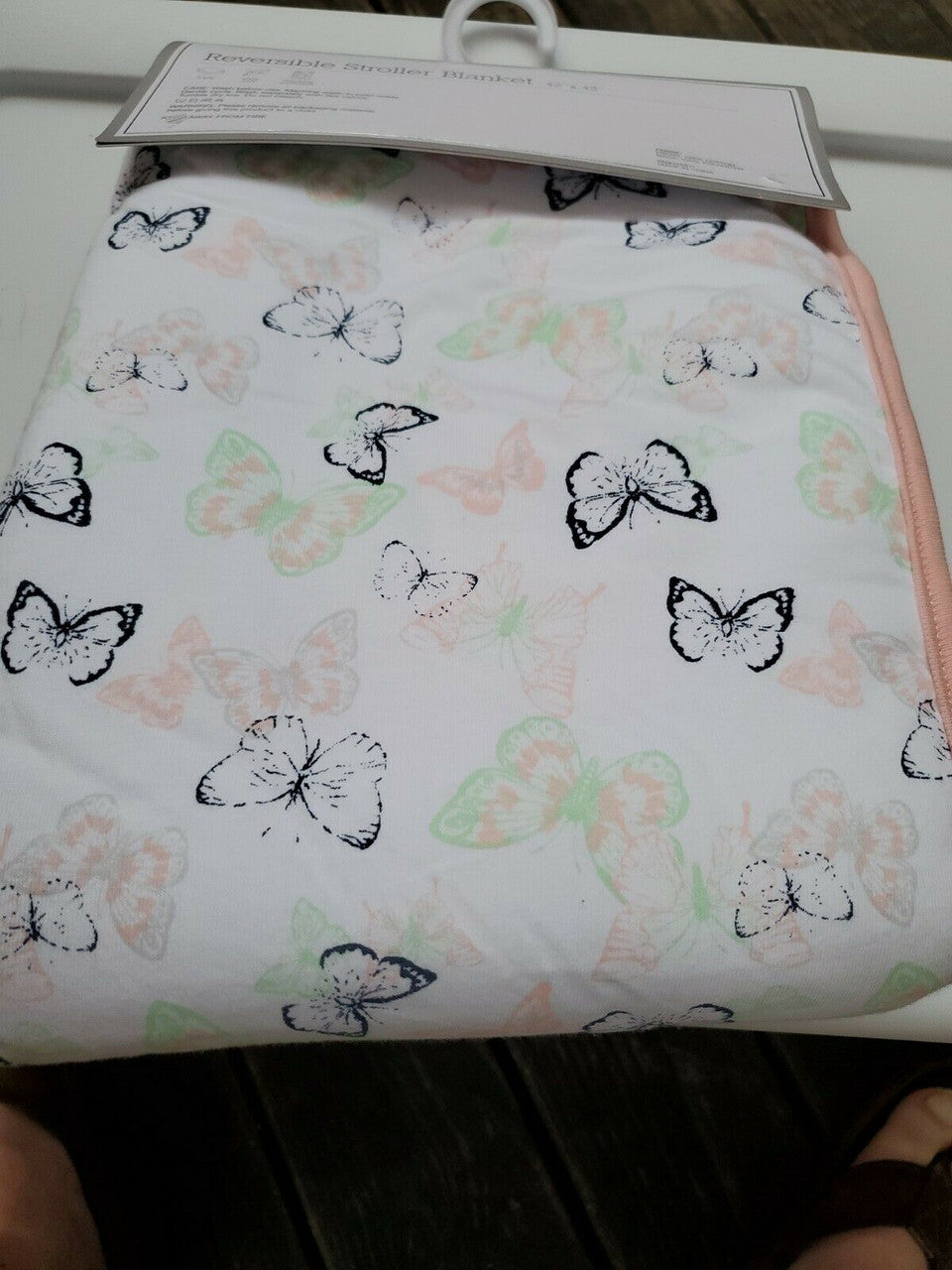 Modern Baby Stroller Blanket Baby Girl Plush Warm Butterflies Sherpa Reversible