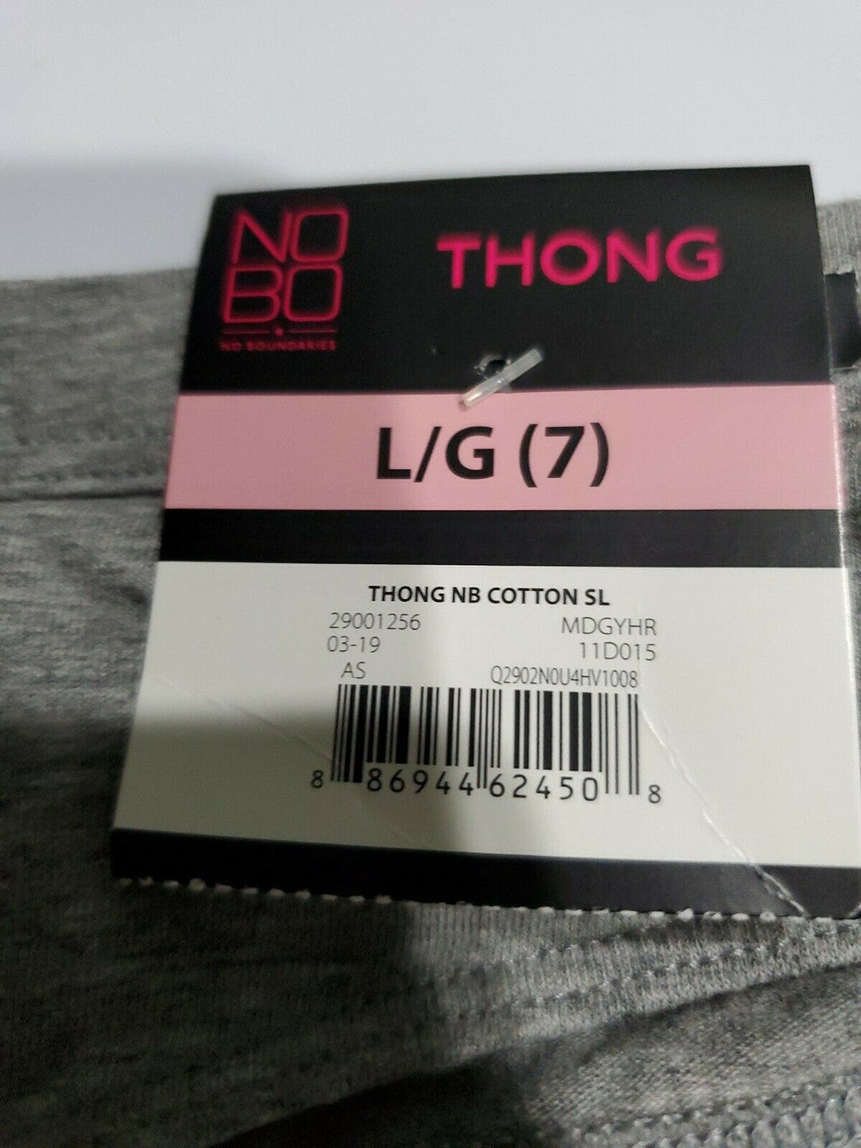 No Boundaries Women Cotton Thong Panty Gray Heather L /G ( 7 )