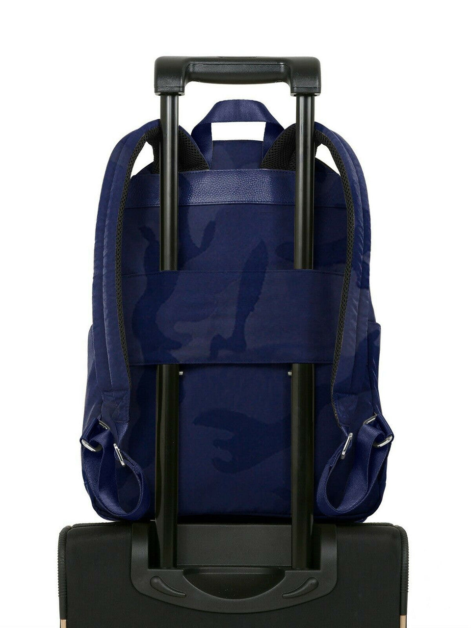 Baggallini Granada Laptop Backpack Blue Camouflage w/ RFID wristlet