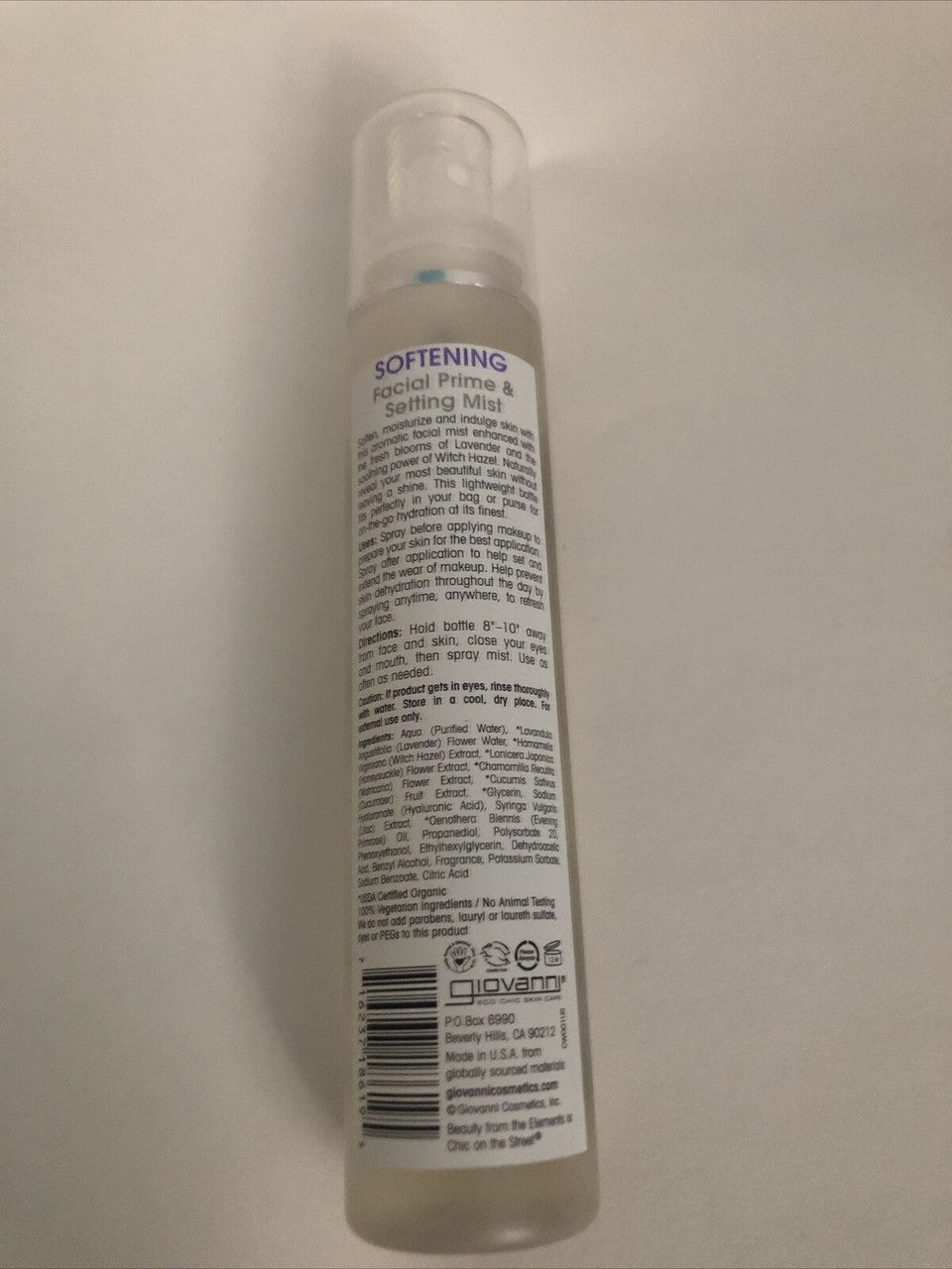 Giovanni Softening Facial Prime & Setting Mist Lavender & Witch Hazel 5 oz