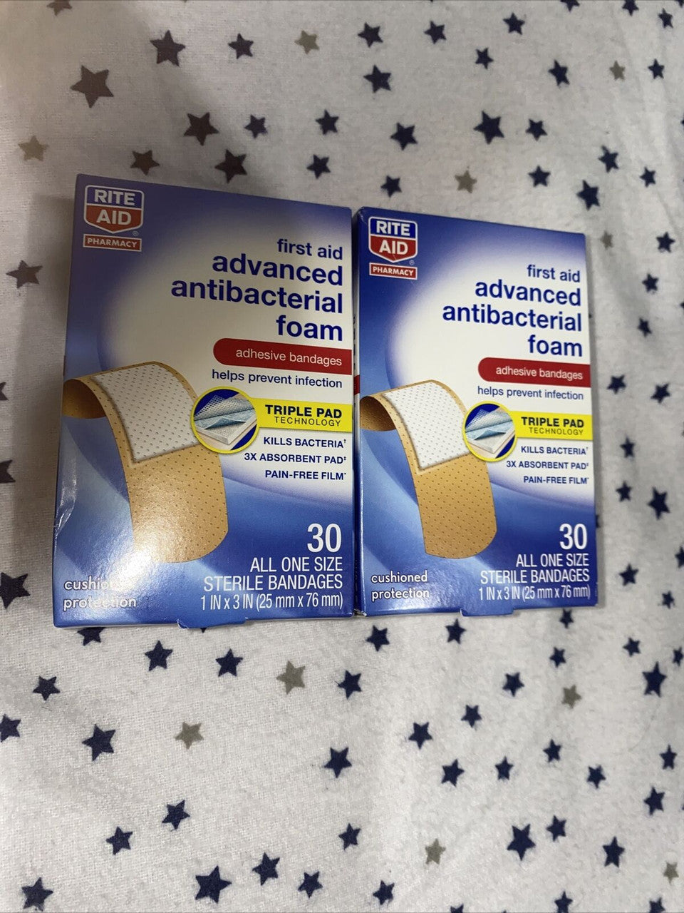 Rite Aid First Aid Antibacterial Foam Adhesive Bandages - box of 30 lot of 2
