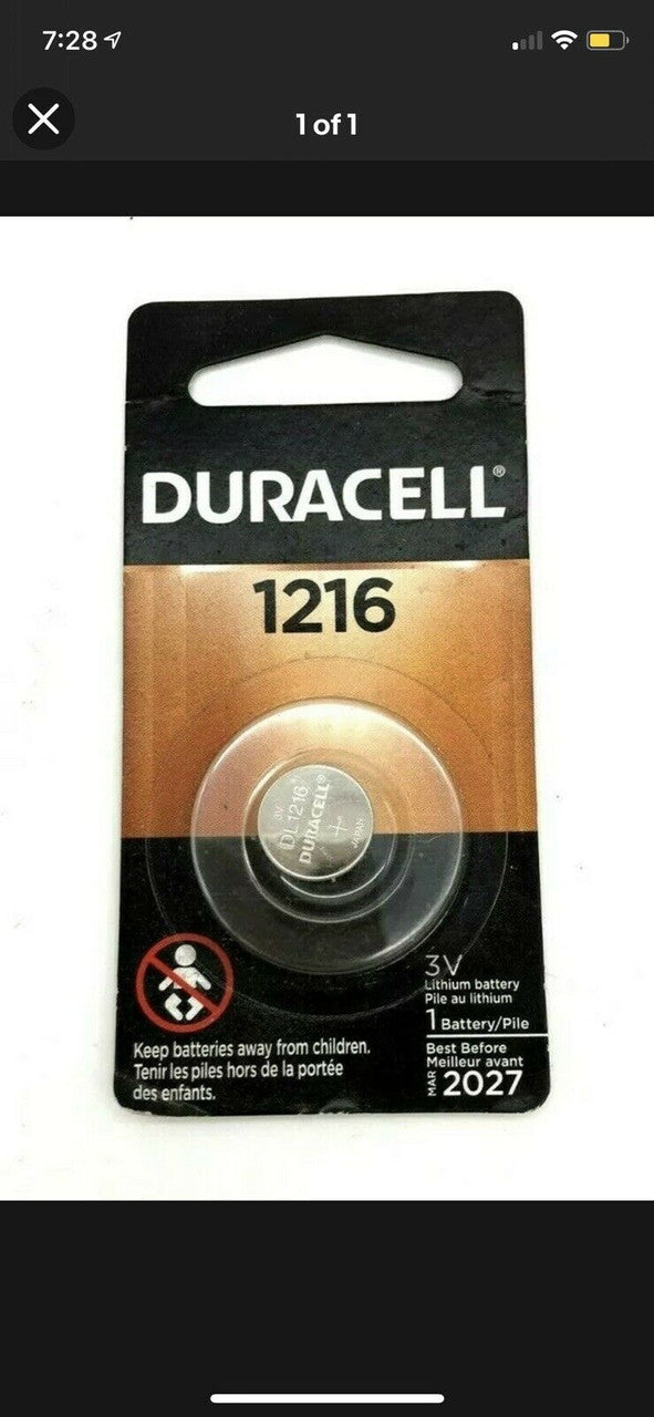 Duracell 1216 - 3V Lithium Battery Best Before Year 2027 - 1 Battery