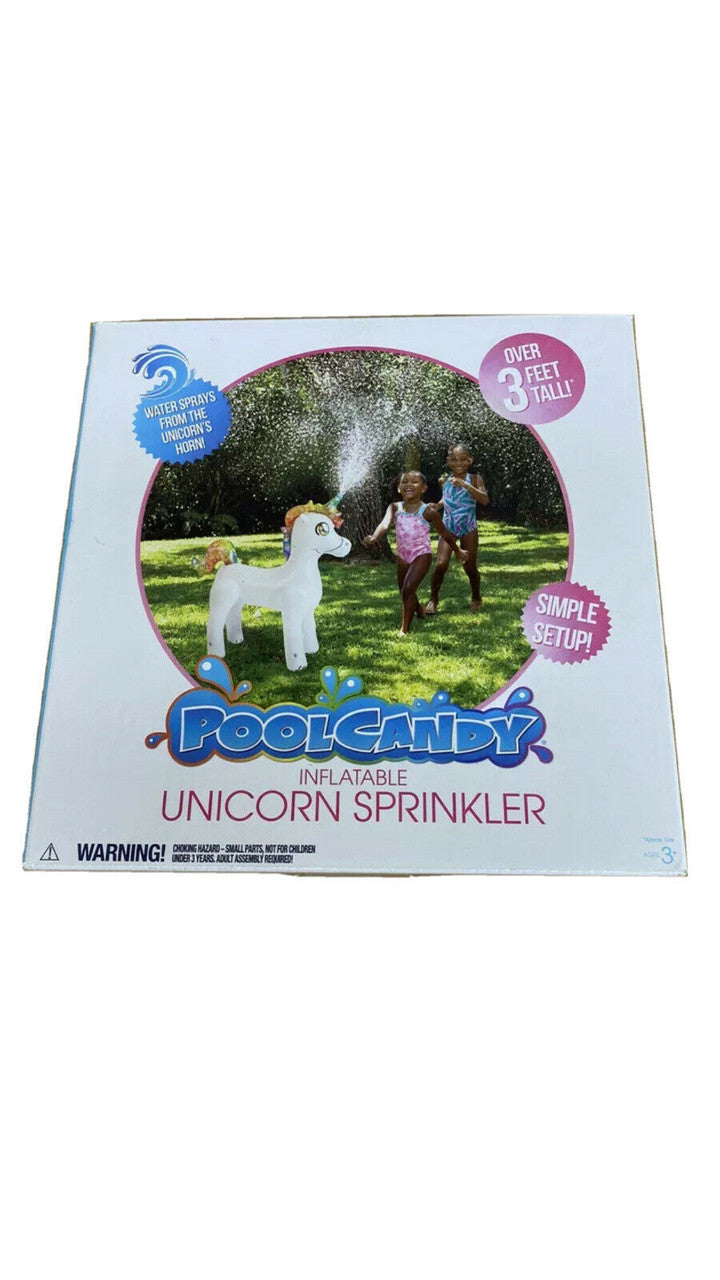 Inflatable Unicorn Sprinkler over 3ft tall White PoolCandy