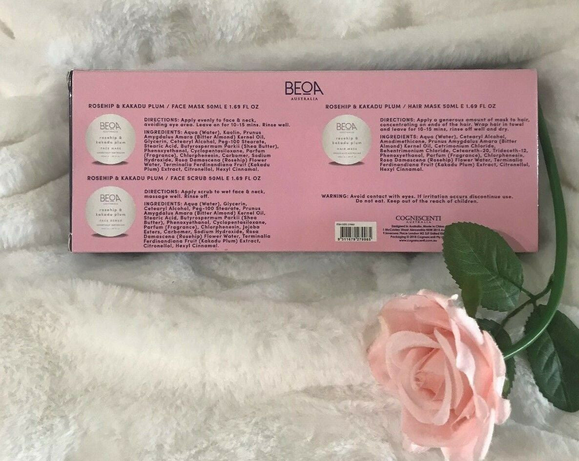 Beoa Australia Face Scrub, Face Mask, And Hair Mask Set